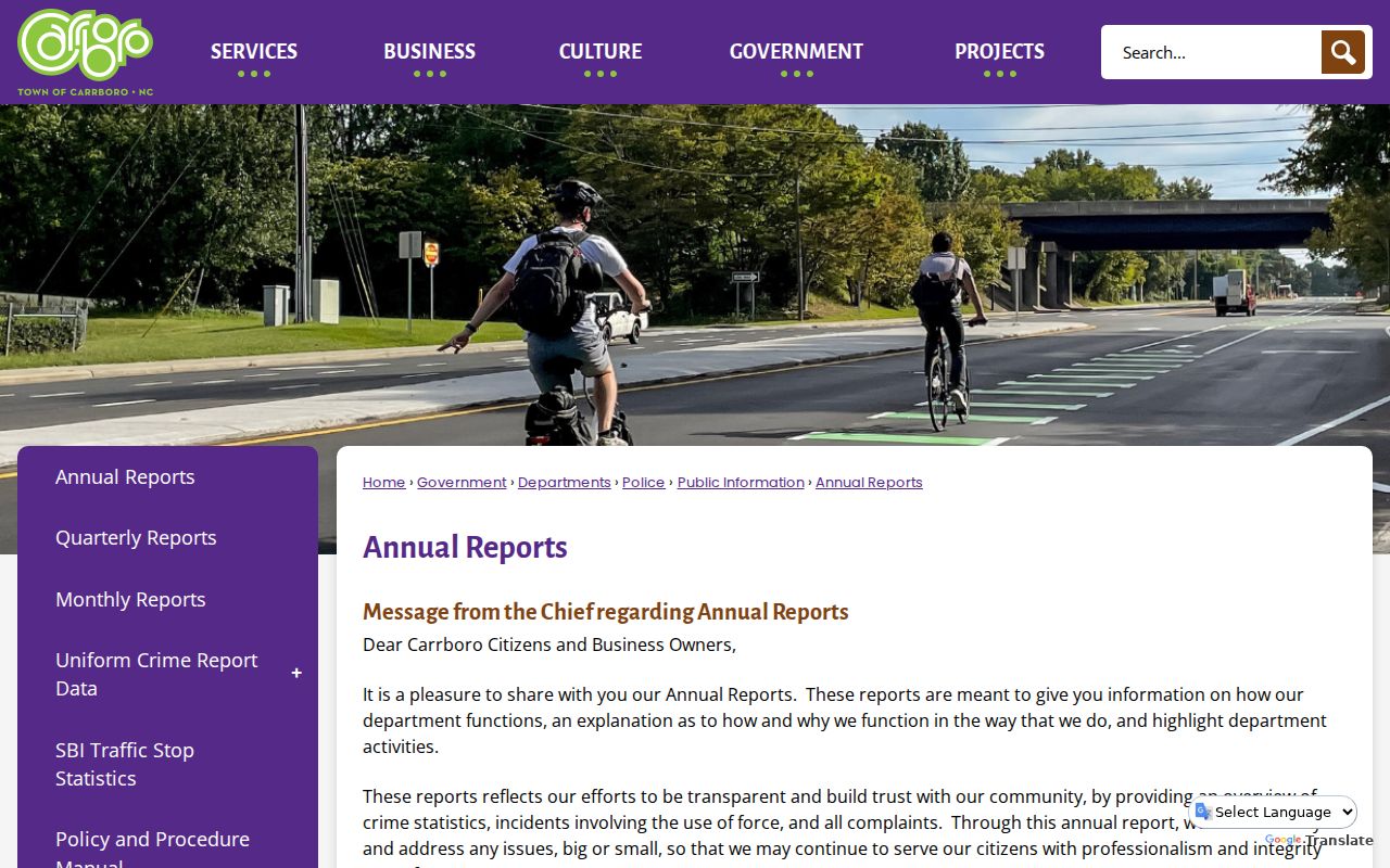 Carrboro criminal records annual crime and use of force reports