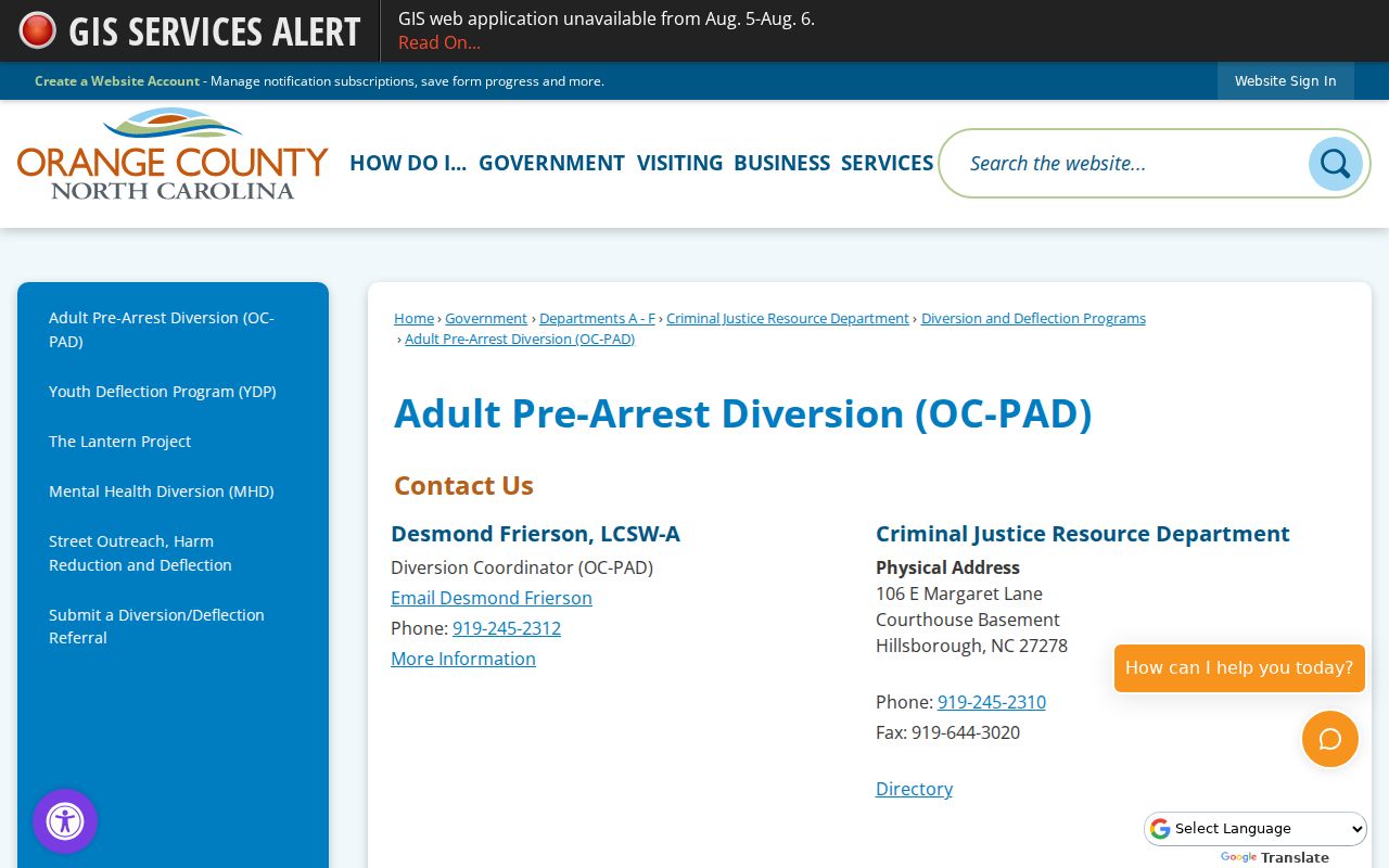 Orange County criminal record pre-arrest diversion