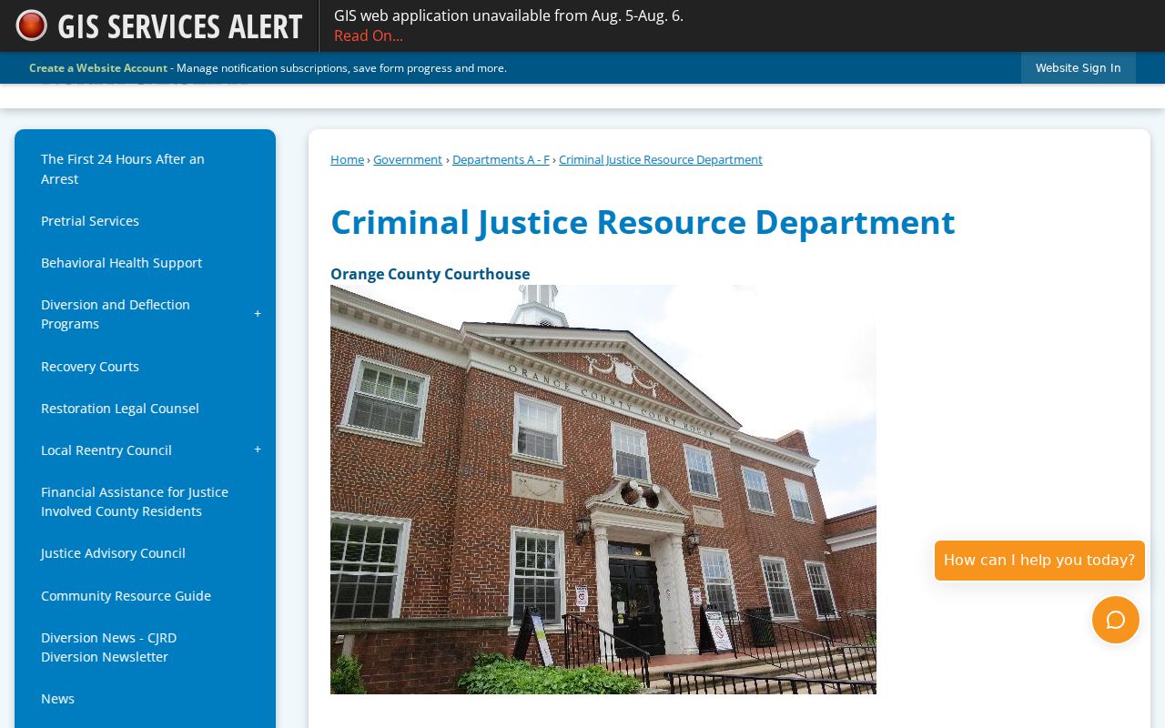 Orange County criminal records and justice resource programs