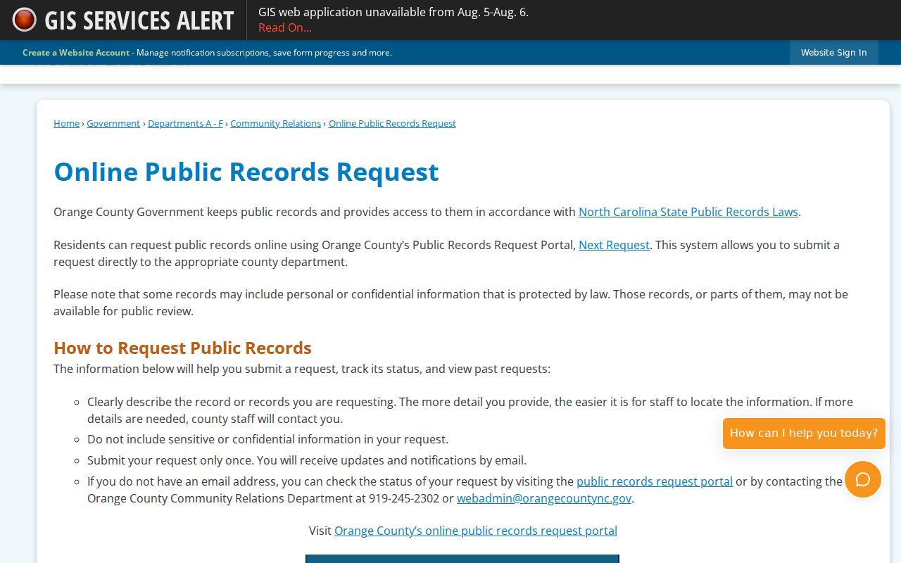 Orange County arrest and booking record request through NextRequest