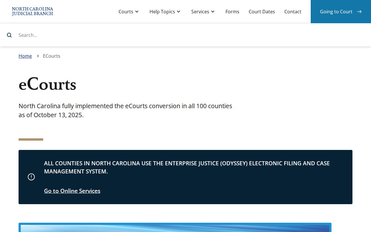 Orange County criminal court case search through North Carolina eCourts
